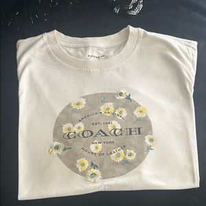 Coach White T-Shirt with Floral Design